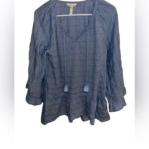 Matilda Jane Womens Dream Chaser Pretty Thing Blouse Blue Size Small